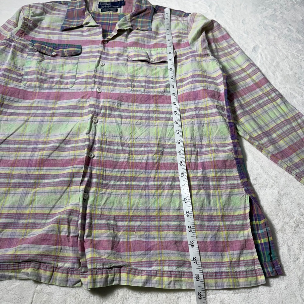 Polo Ralph Lauren Men Madras Plaid Hand Woven Long Sleeve Button Up Shirt Size L - Picture 3 of 8
